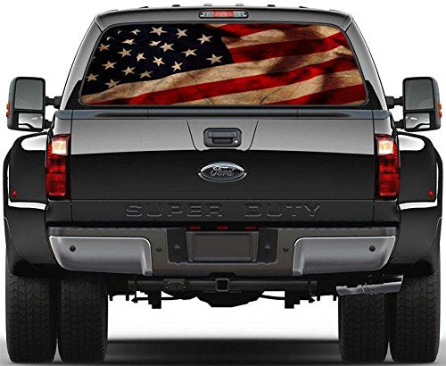 American Flag Vintage Rear Window Graphic Decal Sticker Car Truck SUV Van